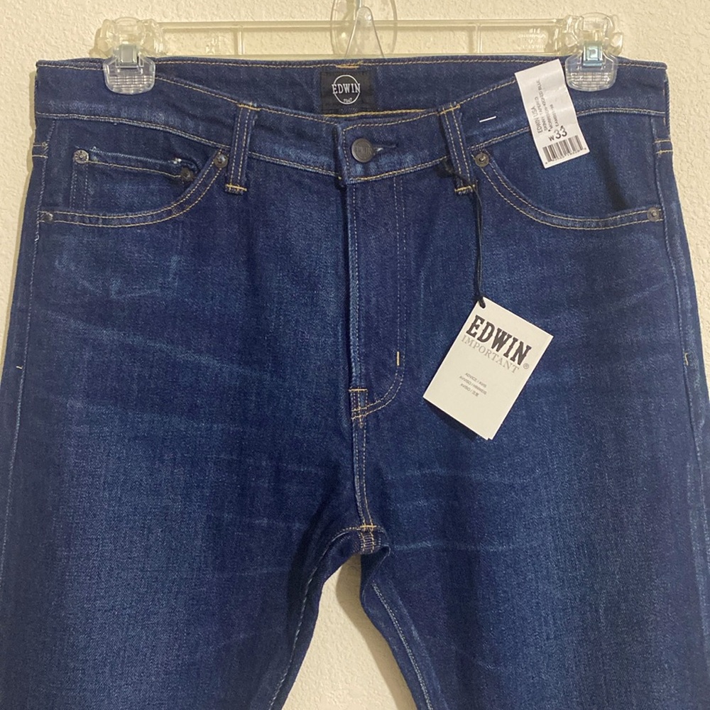 EDWIN Morrison Kicked Blue Skinny Tapered Blue Denim Jeans Men's Size 33x33
